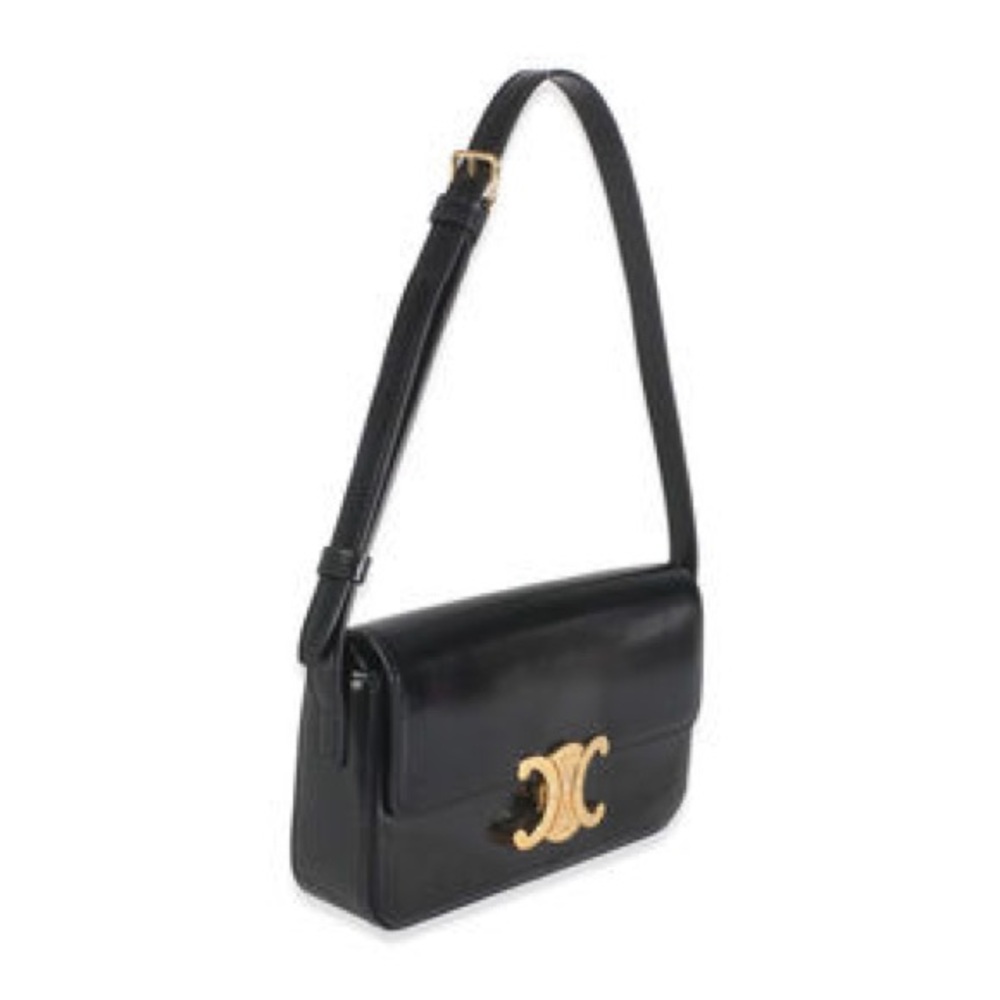Celine Black and Gold Shoulder Bag with Sleek Design